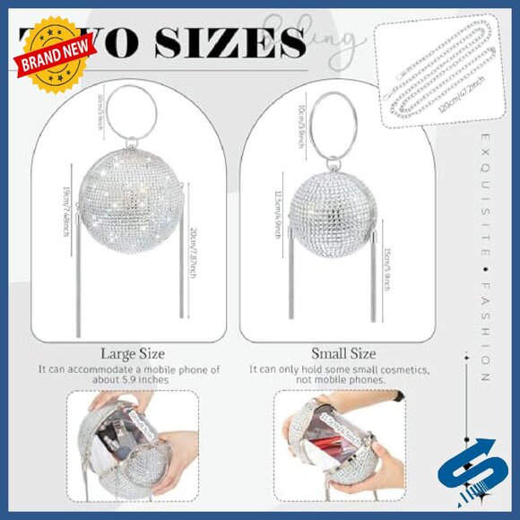 Crystal Rhinestone Disco Ball Clutch Crossbody Evening Party Purse